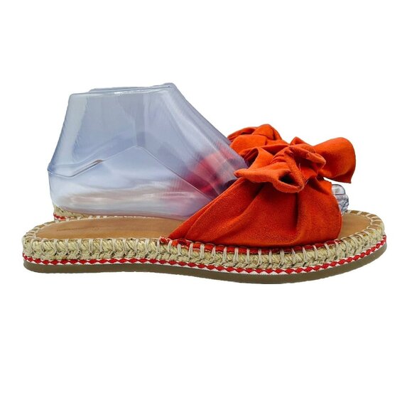 Universal Thread Sandals Womens Size 8.5 Orange Bow Espadrille Flat Comfort - Picture 1 of 12